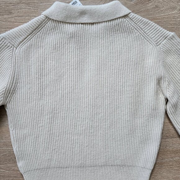 H&M Rib Knit Collared Sweater Long Sleeve Cropped Cream Size Small New With Tags - Picture 13 of 17